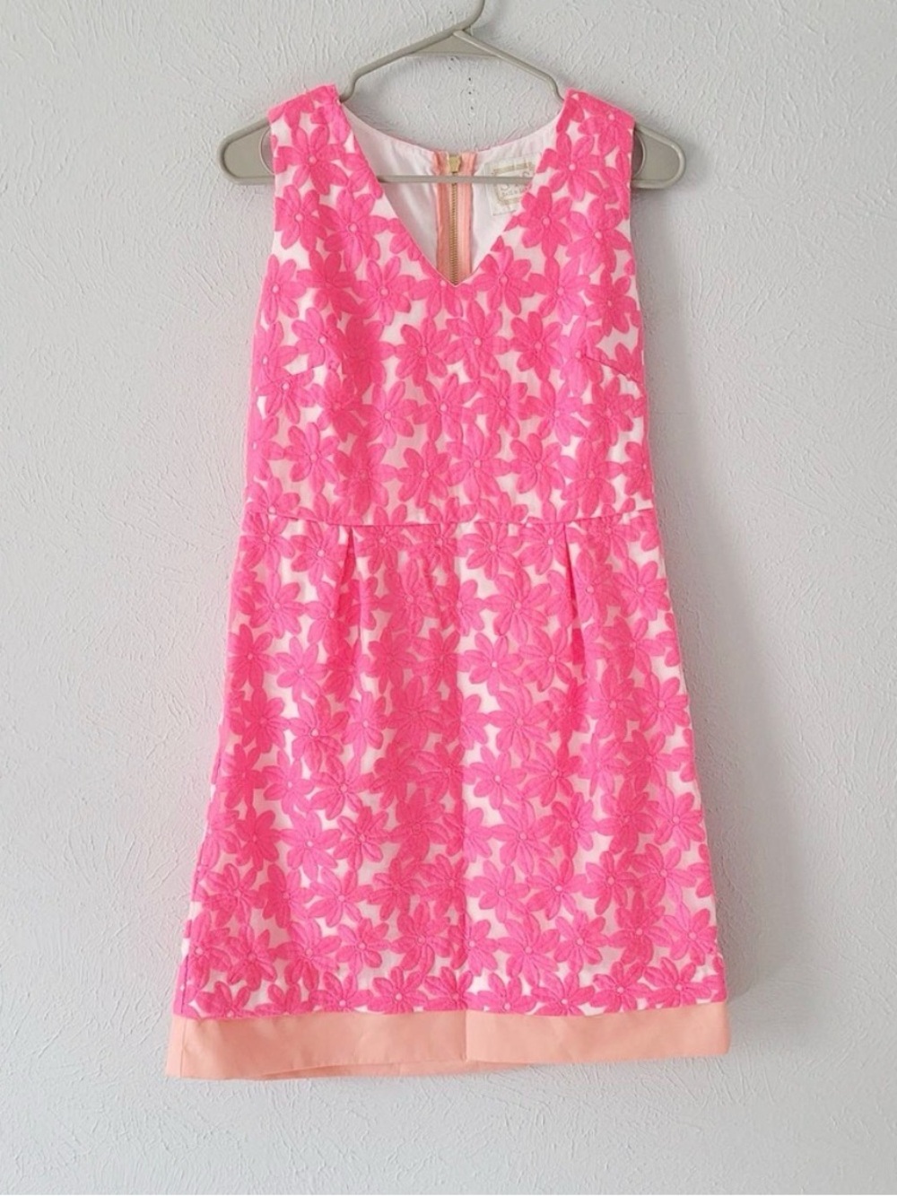 Sail to Sable Hot Pink Floral Lace Midi Dress with Peach Trim